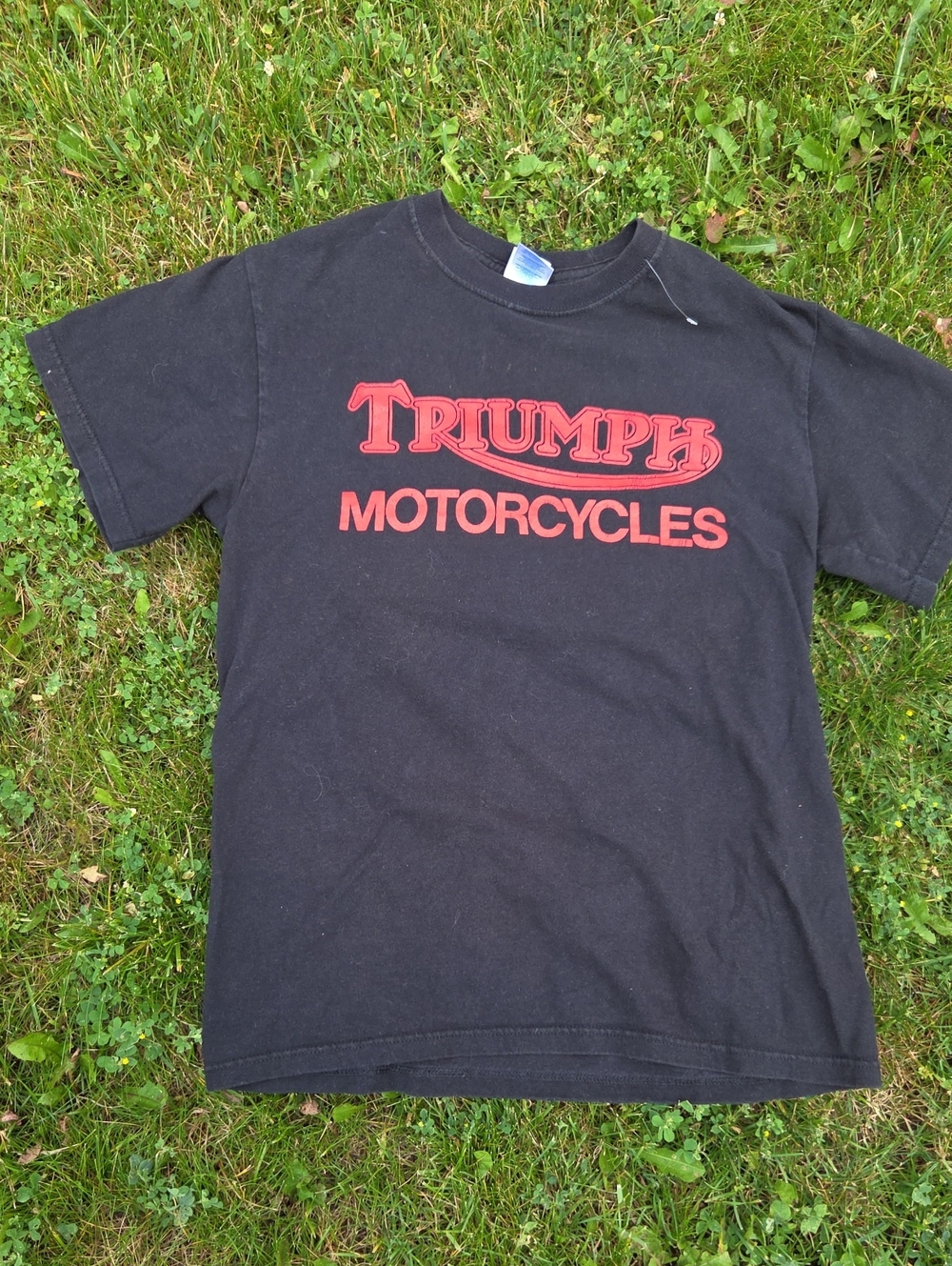 Triumph Black Tee with Red Motorcycles Logo